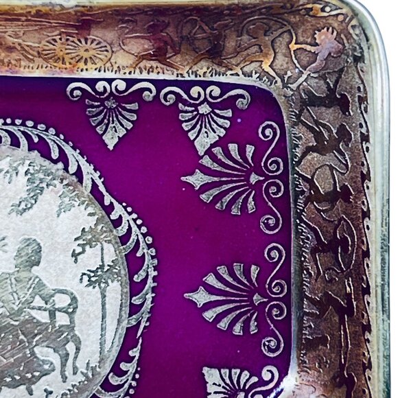 Vintage Decorative Ashtray Tirschenreuth Germany Romantic Silhouette Red Gold - Picture 6 of 11